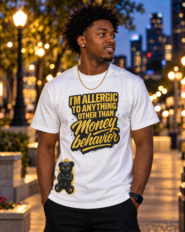 Money Behavior “Allergic to Anything” Heavyweight Graphic T-Shirt