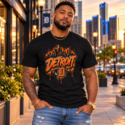 Detroit Skyline Graffiti Tee