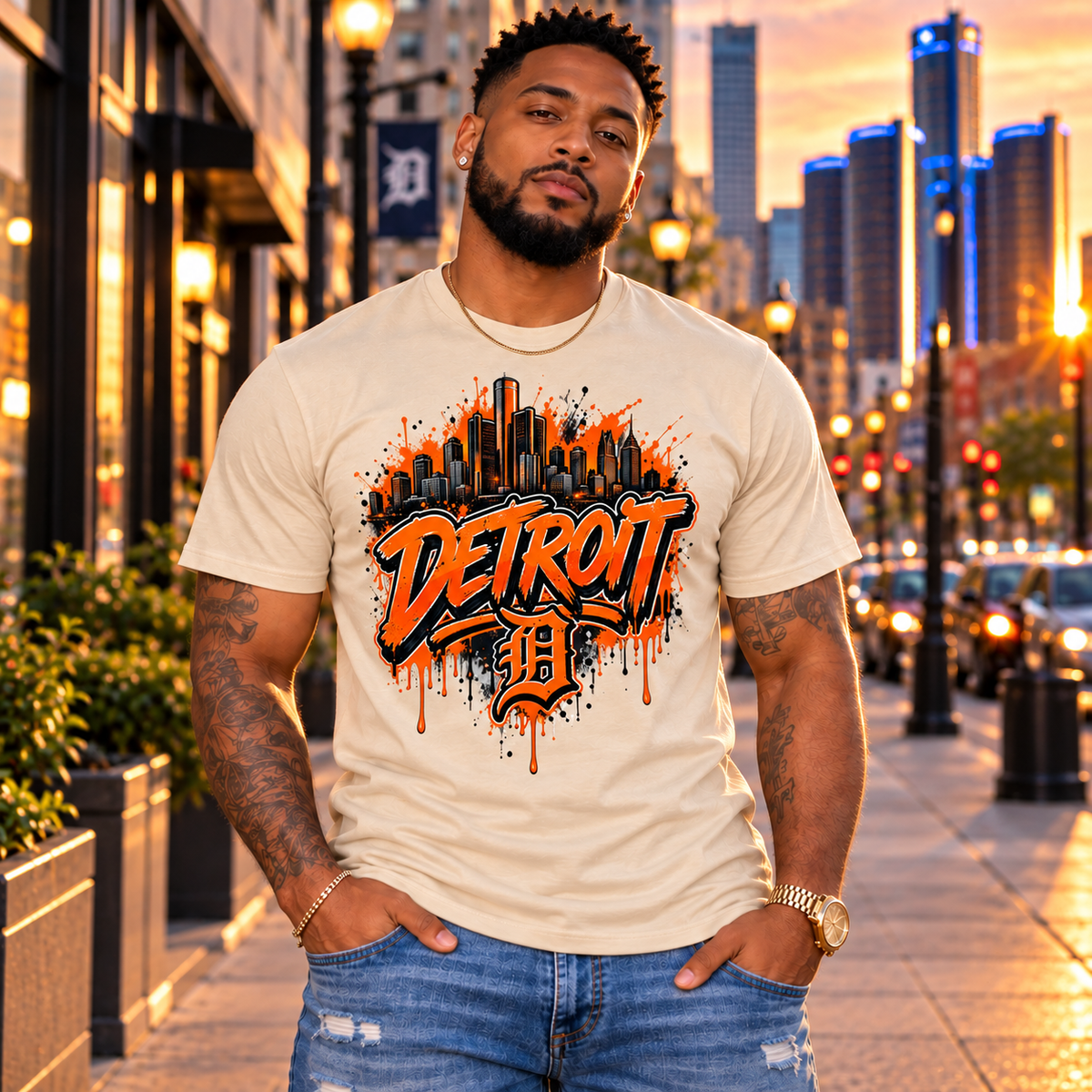 Detroit Skyline Graffiti Tee